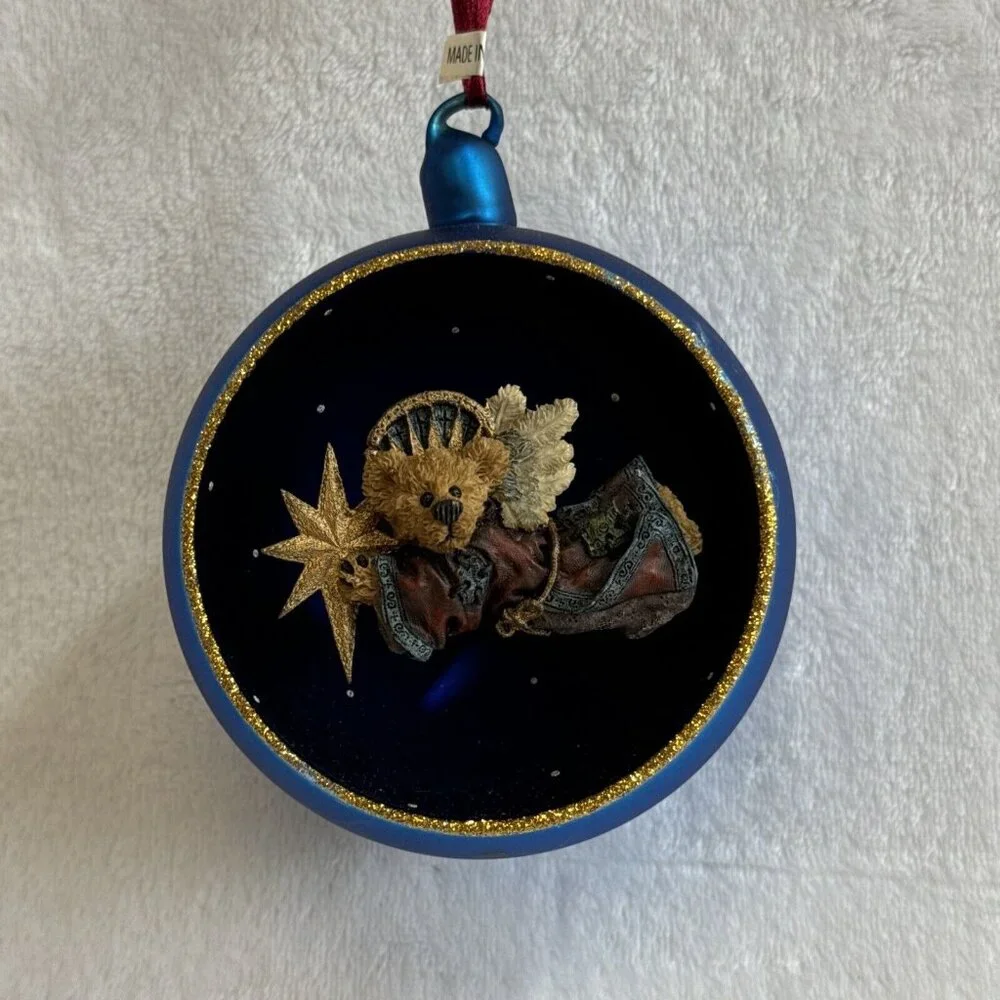 Limited Edition BOYDS BEAR 3D Glass Christmas Tree Hanging‎ Ornament